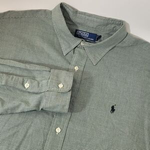 Ralph Lauren Shirt Mens XXL Green Houndstooth Lowell Sport Button‎ Down Shirt